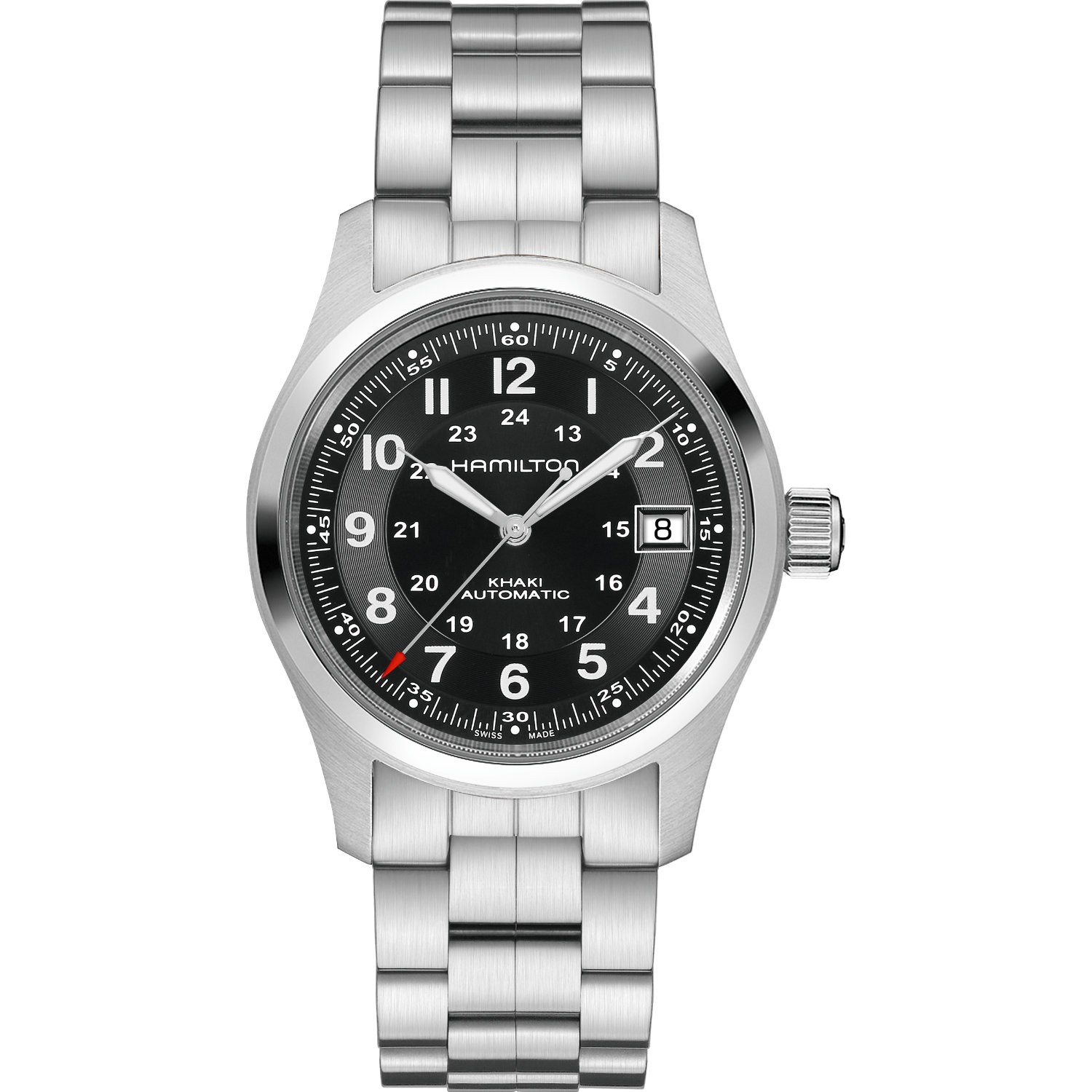 Hamilton-Khaki-Field-Automatico-38mm-H70455133-Fronte Orologio Hamilton Khaki Field Automatico 38mm. Movimento automatico, cassa in acciaio.