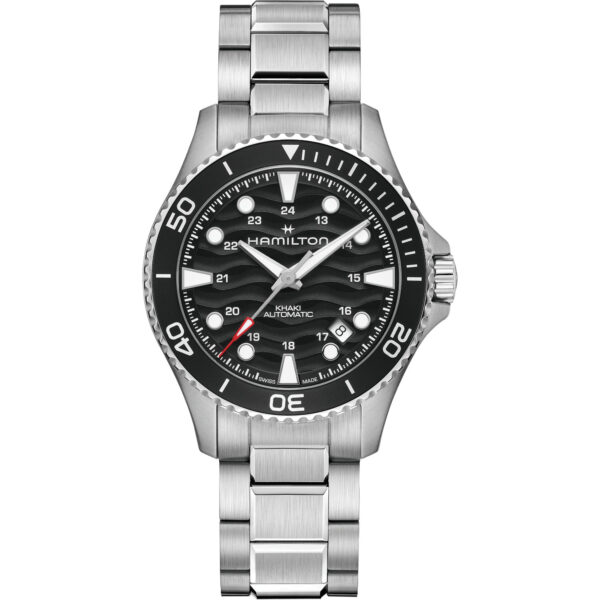 Orologio Hamilton Khaki Navy Scuba. Orologio con cassa in acciaio da 40mm, vetro zaffiro, movimento automatico con 80h di riserva di carica. Impermeabile 100 metri.