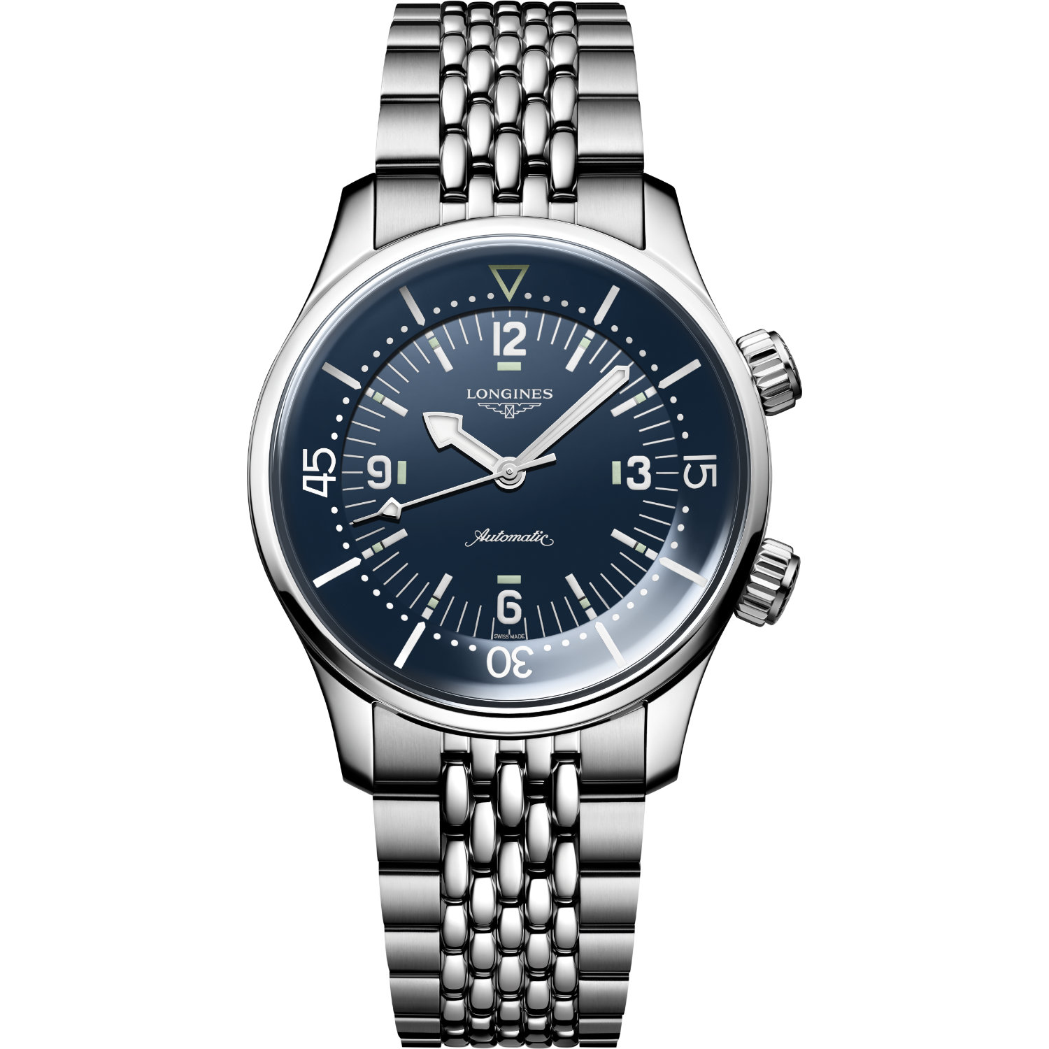 Longines-Legend-Diver-Automatico-39mm-L37644907-Fronte Orologio Longines Legend Diver Automatico. Cassa in acciaio di 39mm, vetro zaffiro, movimento COSC, impermeabile 300 metri.