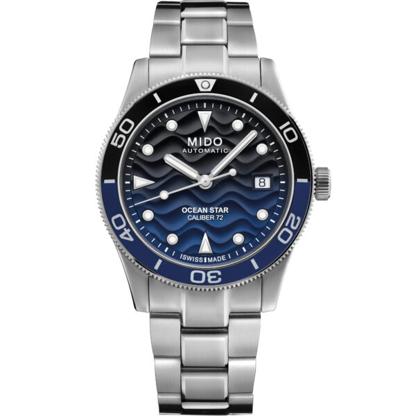 Orologio Mido Ocean Star 39. Movimento automatico, cassa in acciaio da 39mm, vetro zaffiro, ghiera girevole unidirezionale, impermeabile 200 metri.
