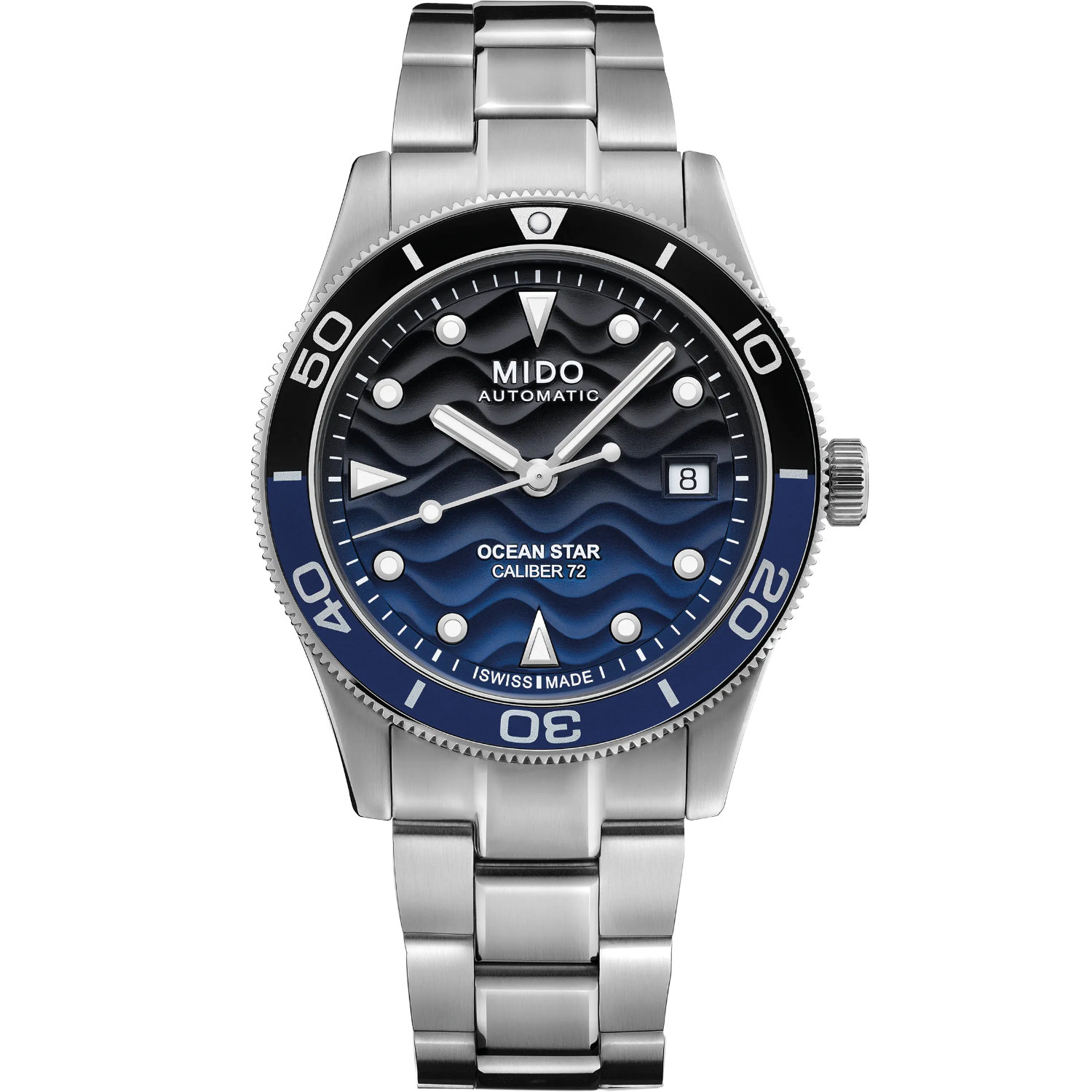 Orologio Mido Ocean Star 39. Movimento automatico, cassa in acciaio da 39mm, vetro zaffiro, ghiera girevole unidirezionale, impermeabile 200 metri.